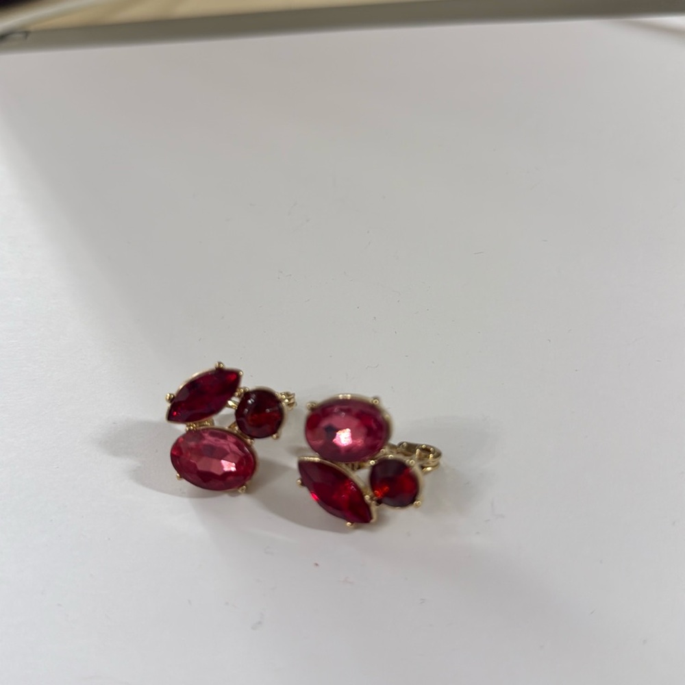 Anne Klein clip on earrings garnet stones. Matching bracelets and necklaces - Picture 2 of 5